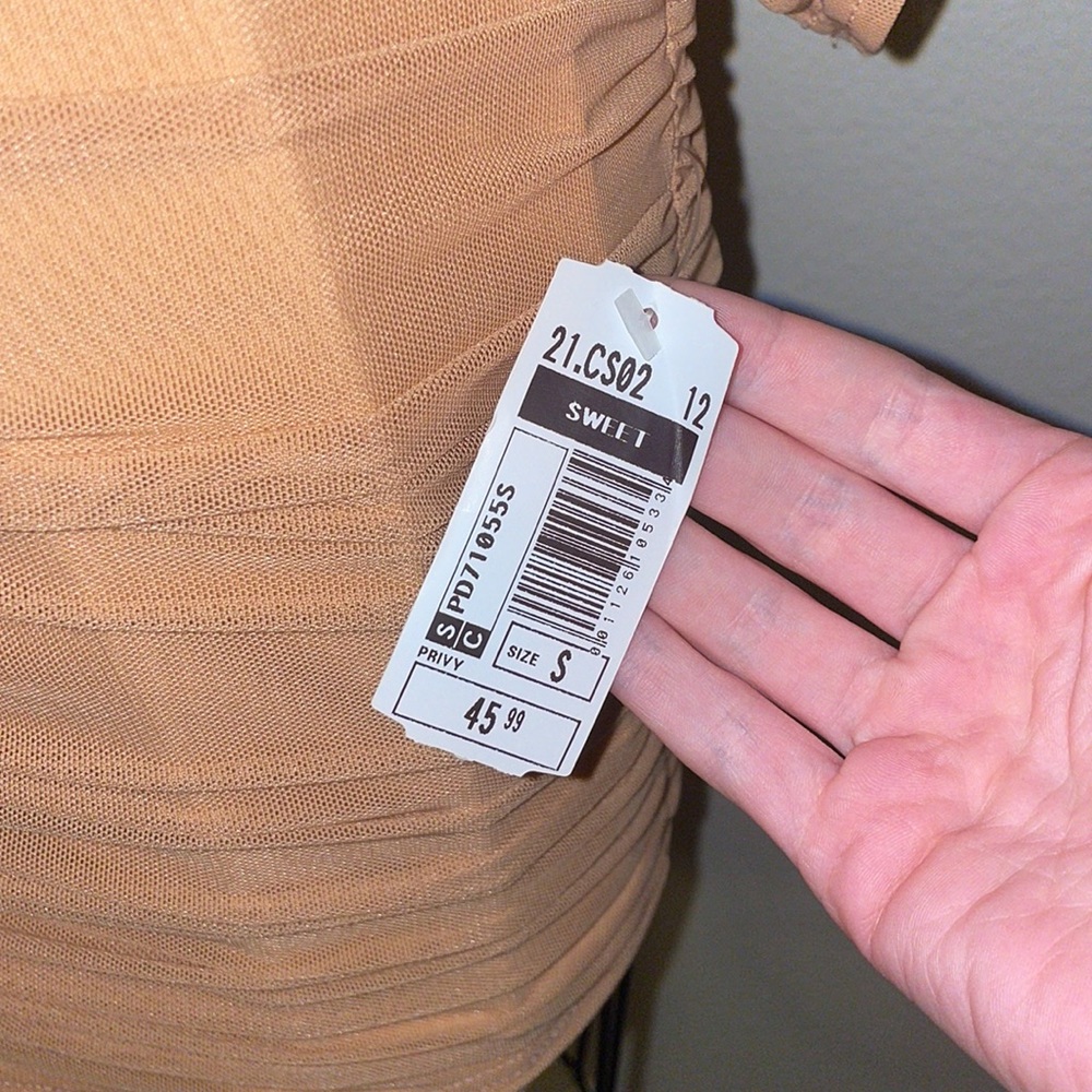 Nude Mini Ruched Dress ✨ - Picture 3 of 5